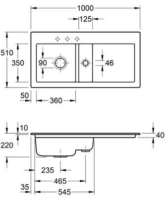 Produktbild von Villeroy & Boch 677002SM EB-SP Subway 60 1000x510mm Exc-Garn.