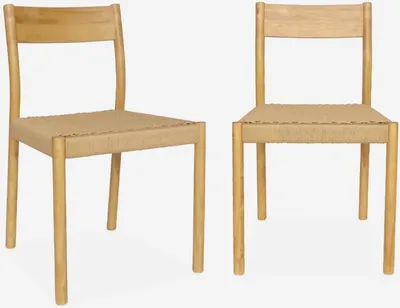 Immagine prodotto di Set 2 sedie in legno e corda, Marrone naturale