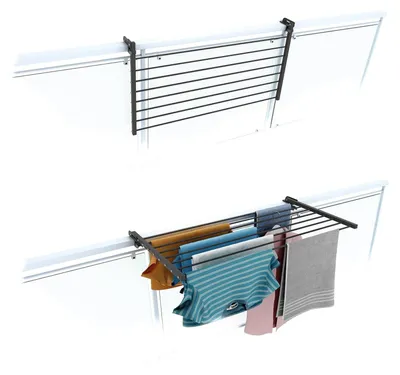 Productafbeelding van Droogrek balkon - Inklapbaar - 102 cm - Aluminium en roestvrij staal - Wasrek balkonreling