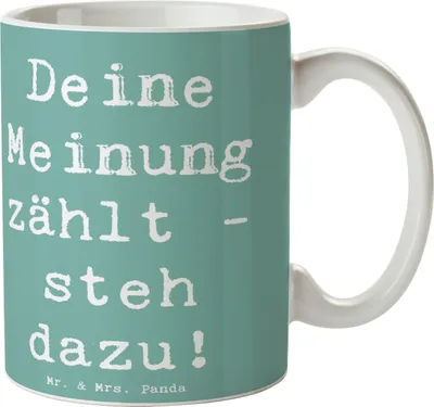 Produktbild von Mr. & Mrs. Panda Tasse Spruch Mutig zu Meinungen - Meeresbrise - Geschenk, Authentizität, Trost, Kaffeebecher, Kaffeetasse, Meinungsvielfalt, Ermutigung, Teetasse, Becher