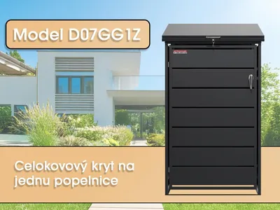 Obrázek produktu pro Přístřešek na popelnici D07GG1Z, s dvěma zámky proti větru a krádeži, antracit