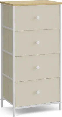 Produktbild von SONGMICS Kommode, Aufbewahrungsschrank mit 4 Stoff-Schubladen, Metallrahmen, Beige