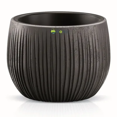 Obrázek produktu pro Květináč vlnitý vzor Imitace betonu 14x11 cm antracitová plantážník s vložkou