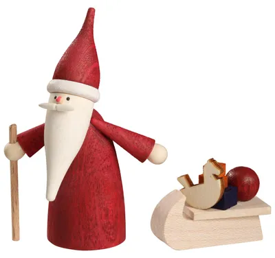 Produktbild von Weihnachtswichtel mit Schlitten (7cm) von Seiffener Volkskunst