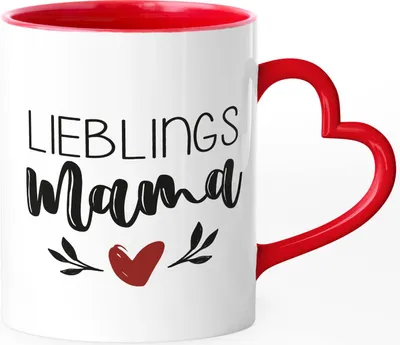 Produktbild von Kaffee-Tasse Lieblingsmama Geschenk für Mama Muttertag Weihnachten Geburtstag SpecialMe® rot Herz-Tasse
