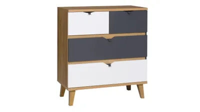 Image de Commode à tiroirs LARNAKA – chêne doré / blanc / graphite