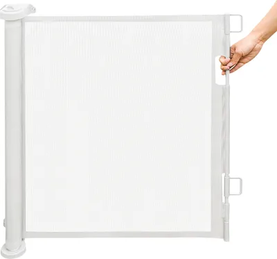 Image de Barrière de sécurité extensible Barrière de sécurité pour chien 0-180cm Hauteur 86 cm Barrière bébé Blanc