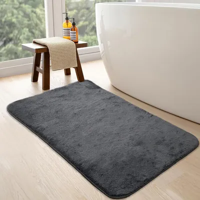 Produktbild von Weiche Antirutsch-Badmatte Anthrazit 60 x 100 cm, Maschinenwaschbar