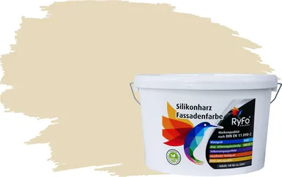 Produktbild von RyFo Colors Silikonharz Fassadenfarbe Lotuseffekt Trend Weißtöne Hellelfenbein 10l  - bunte Fassadenfarbe, weitere Weiß Farbtöne und Größen erhältlich, Deckkraft Klasse 1