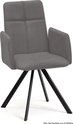Produktbild von Armlehnstuhl drehbar (8er-Set) Desha 52x92x60 Schwarz/Grau