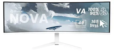 Image de Arozzi Nova 49" v2 Écran Gaming - 5120x1440 - DQHD VA Incurvé - 165 Hz - USB-C - Blanc