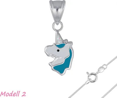 Produktbild von Einhorn Kette Silber 925: Kinderschmuck Anhänger Modell 2 mit Kette