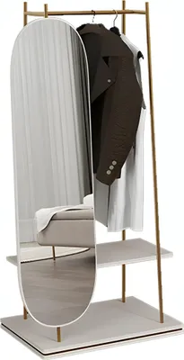 Zdjęcie produktu dla Lustro Lustro stojące Półka Wieszak na ubrania Drewno Design