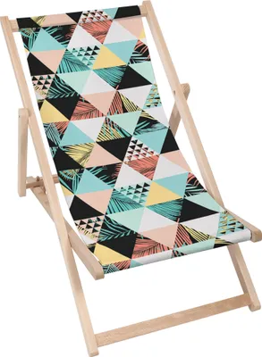 Produktbild von Dreamroots Liegestuhl klappbar Holz,  bis zu 130 kg, Sonnenliege klappbar mit 3-stufiger Neigungsregulierung der Rückenlehne, Exotic Triangle Jungle
