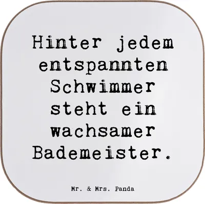 Produktbild von Mr. & Mrs. Panda Tischschoner Spruch Bademeister schützend - Weiß - Geschenk, Wachsamkeit, Berufspassion, Untersetzer für Gläser, Coaster, Gemeinschaft, Berufsgestaltung