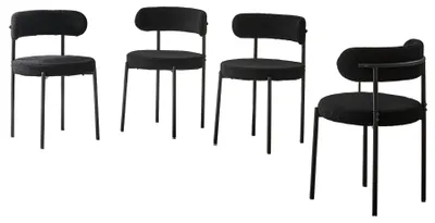 Productafbeelding van Eetkamerstoelen - Stoelen - Kuipstoelen - Bistrostoelen - Keukenstoelen - Bekleding - Zwart Metalen Onderstel
