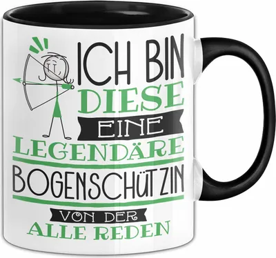 Produktbild von Bogenschützin Tasse Geschenk Ich Bin Diese Eine Legendäre Bogenschützin Von Der Alle Reden Geschenkidee Geburtstag Weihnachten (Schwarz)