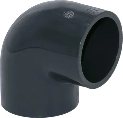 Produktbild von HAF 1x PVC Fittings Winkel 90° mit 40mm x 40mm | Klebemuffe x Klebemuffe | Winkelverbinder aus grauem PVC-U | PN16 für PVC Rohr, Schwimmbad & Teich