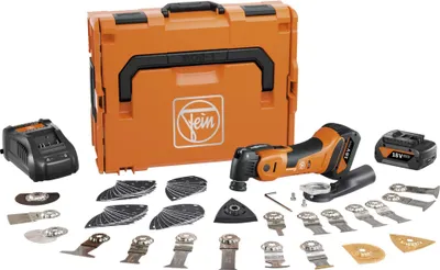 A collection of tools and accessories for a power tool, laid out on a white background.
