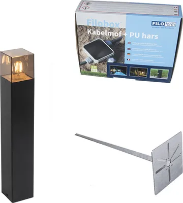 Produktbild von Stehende Außenlampe Schwarz 50 cm IP44 mit Rauchglaseffekt Dänemark
