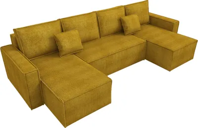 Produktbild von BroMARKT Wohnlandschaft mit Schlaffunktion Dexter U-Form Gelb Cord