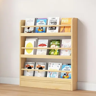 Image de Étagère murale en bois pour enfants, dimensions 60x10x89 cm