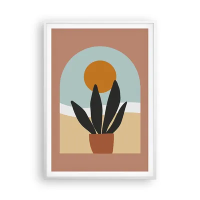 Produktbild von Gerahmtes Poster - Weißer Rahmen - Minimalistisch Fenster Blume - 70x100 cm - Wand Bild - Wanddeko - Wandbilder - Kunstposter - Wandposter - Bilderrahmen - Bilder - Kunstdruck - P2WPA70x100-4473