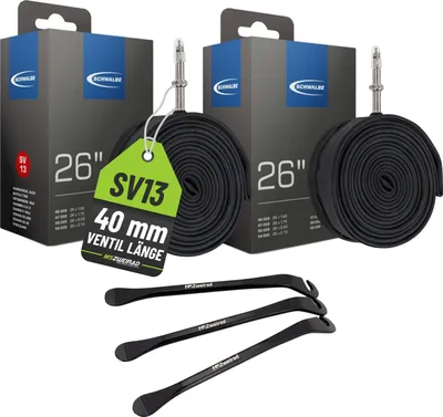 Produktbild von 2x Schwalbe Schlauch SV 13 40 mm für 26" (40/62-559) mit Reifenheber