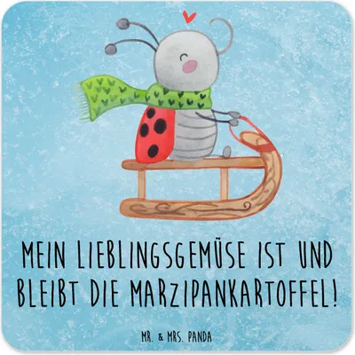 Produktbild von Mr. & Mrs. Panda Untersetzer für Gläser Smörle Rodeln 10er Set - Eisblau - Geschenk, Coaster, Tassenuntersetzer, Glas-Untersetzer, Flaschenuntersetzer, Schlittenfahren