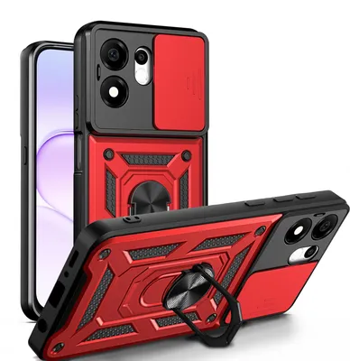 Produktbild von Outdoor Hülle für Honor 600 Smart Handyhülle mit Kameraschutz Ringhalter Rot
