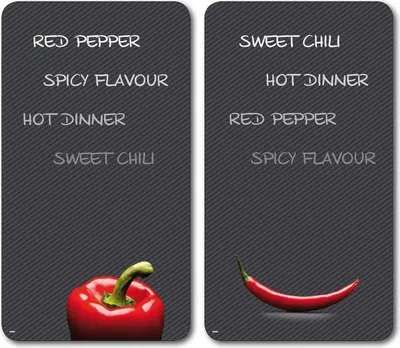Produktbild von Kesper Multi-Glasschneideplatte,2er, Motiv: Chili, 52 x 30 x 0,9 cm, 36525