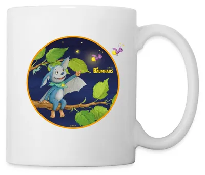 Produktbild von Spreadshirt KiKA-Baumhaus mit Fidi Sitzt auf Ast Tasse, One size, Weiß
