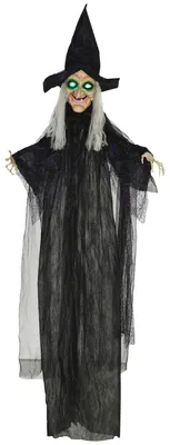 Produktbild von Halloween-Hexe 183cm mit LED-Lichtern, Soundfunktion, HOMCOM Haustür Deko