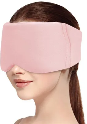 Image de Masque de sommeil occultant avec fermeture velcro, protection oculaire rose pour femmes et hommes, doux et respirant.