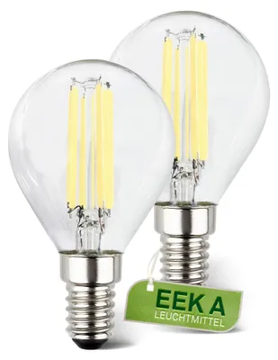 Immagine prodotto di Briloner Set di 2 lampadine LED a filamento E14, a goccia, CEE A, luce bianca calda, classe energetica A, Ø3,5 x 9,8 cm