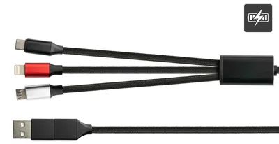 Image de Python PY-USB001S Python USB 6-in-1 Ladekabel 3A Textilmantel schwarz 1,2m