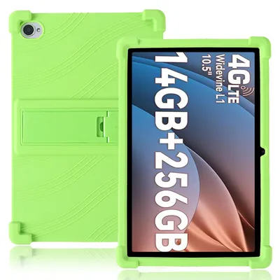 Image de Étui de protection pour tablette Blackview Tab 15 / Tab 15 Pro 10,5 pouces, en silicone souple résistant aux chocs, avec support intégré, de couleur verte