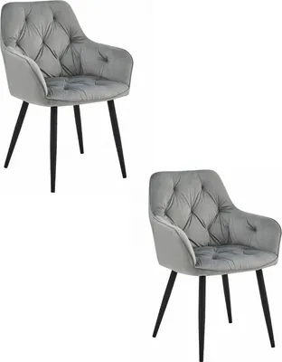 Produktbild von JORK Stuhl - silbergrauer Samt / schwarze Beine x 2