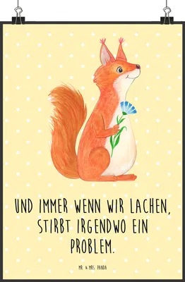 Produktbild von Mr. & Mrs. Panda Bild Eichhörnchen Blume DIN A0 - Gelb Pastell - Geschenk, drucke, Lachen, Lustige Sprüche, Posterdruck, glücklich Spruch, Eichhorn, Plakat, Wandbild
