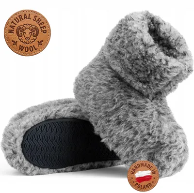 Image de Chaussons d'intérieur pour femmes, couleur gris, en laine et cuir, fabriqués à la main, chauds et confortables, taille 38