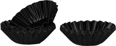 Produktbild von Set mit 10 antihaftbeschichteten Metall-Cupcake-Formen schwarz 7 cm