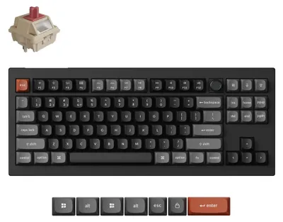Produktbild von Keychron V3 Ultra 8K Kabellose Mechanische Tastatur QWERTY US Fully Assembled Knob / Black / Keychron Silk POM Switch - Red