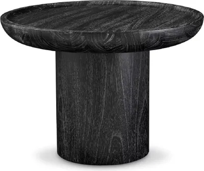 Produktbild von Casa Padrino Luxus Beistelltisch Schwarzgrau Ø 64,5 x H. 46 cm - Runder Massivholz Tisch - Massivholz Wohnzimmer Möbel - Luxus Qualität