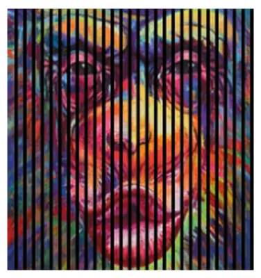 Produktbild von Akustikpaneele mit Digitaldruck Monkey01 19 x 1133 x 1195 mm Kunst Gemälde Affe MDF PET-Fasern Wandpaneele Bunt 2 Einzelplatten