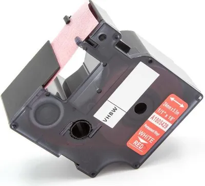 Produktbild von vhbw Schriftband-Kassette kompatibel mit Dymo Rhino 6000, 5000, 5200, 4200, 3000, 1000 Etiketten-Drucker 5,5m x 24mm Weiß auf Rot, Vinyl