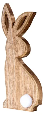 Osterhase aus Mangoholz, 25 cm, Naturfarben, Tischdeko
