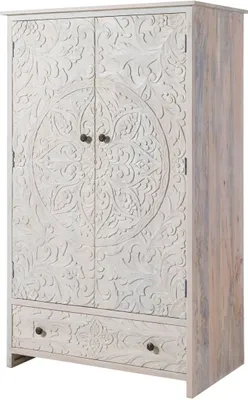 Immagine prodotto di MASSIVMOEBEL24 | Armadio in legno di mango 108x64x180 bianco oliato KASHMIR #106