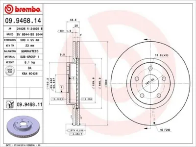 Immagine prodotto di 2x BREMBO 09.9468.11 Disco freno asse anteriore