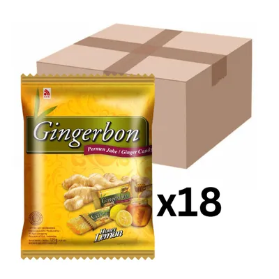Produktbild von 18er-Pack Gingerbon Kaubonbons Ingwer Honig Zitrone 125g