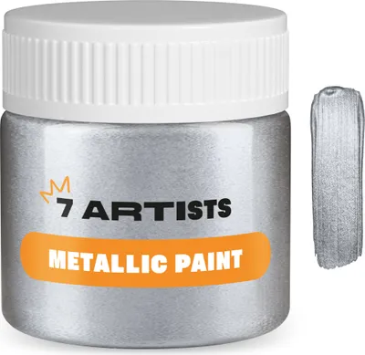 Produktbild von 7 Artists Acrylfarbe Platinum Metallic 50 ml | Acrylfarbe Metallic - Metallic Acrylfarben für Leinwand , Papier, Steine , Holz usw.